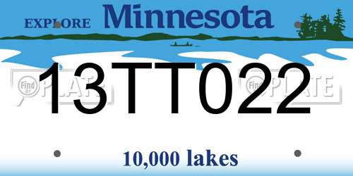 13TT022 Minnesota License Plate