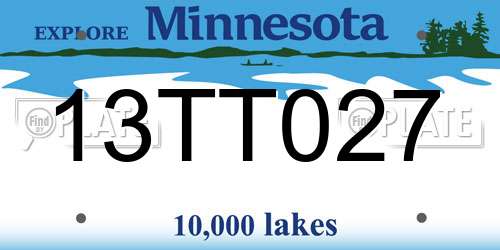 13TT027 Minnesota License Plate