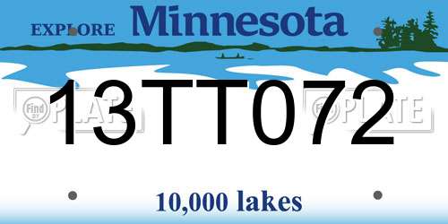 13TT072 Minnesota License Plate