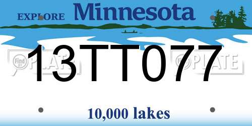 13TT077 Minnesota License Plate