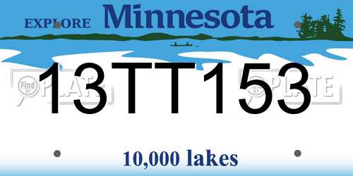 13TT153 Minnesota License Plate