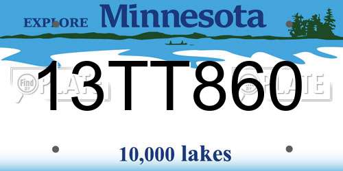 13TT860 Minnesota License Plate