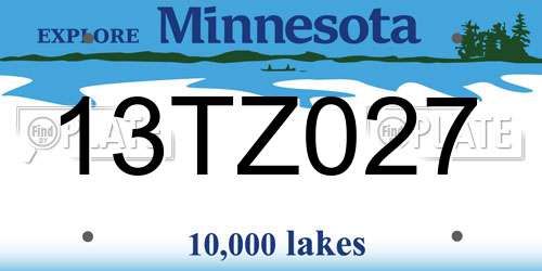 13TZ027 Minnesota License Plate