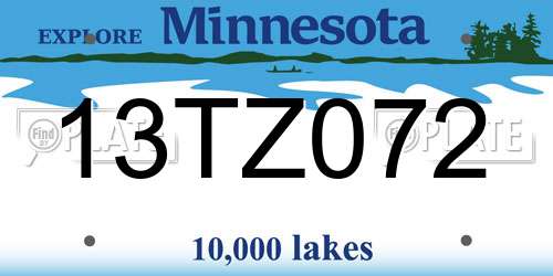 13TZ072 Minnesota License Plate