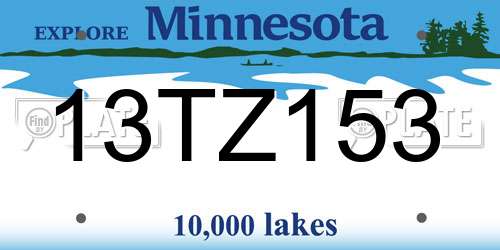 13TZ153 Minnesota License Plate