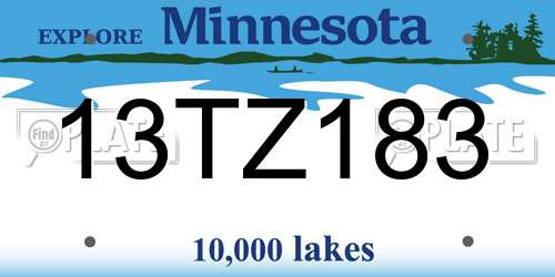 13TZ183 Minnesota License Plate