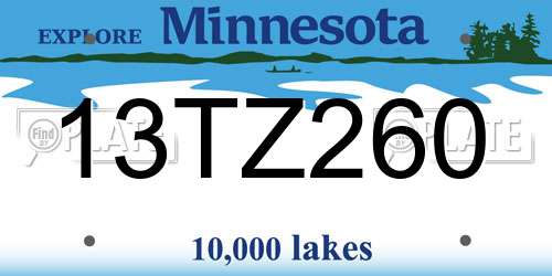 13TZ260 Minnesota License Plate