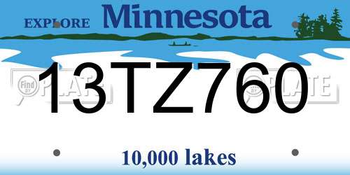 13TZ760 Minnesota License Plate
