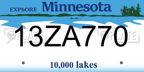 13ZA770 Minnesota License Plate