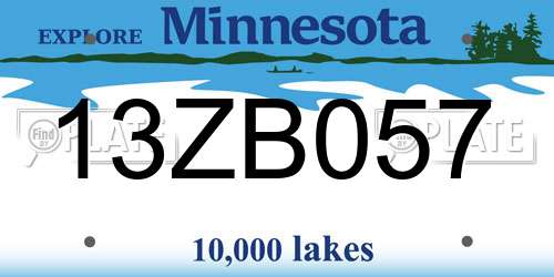 13ZB057 Minnesota License Plate