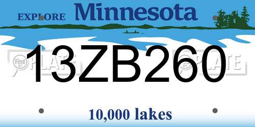 13ZB260 Minnesota License Plate