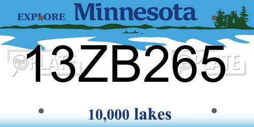 13ZB265 Minnesota License Plate
