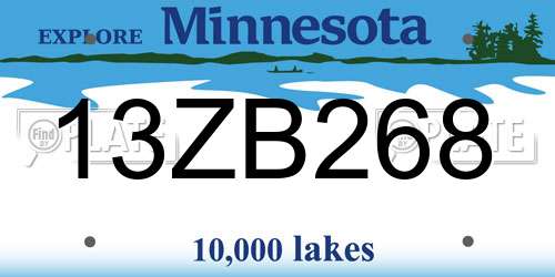 13ZB268 Minnesota License Plate