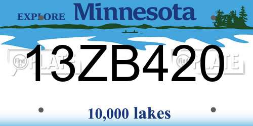 13ZB420 Minnesota License Plate