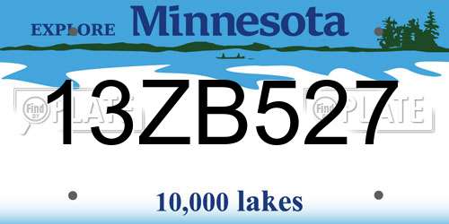 13ZB527 Minnesota License Plate