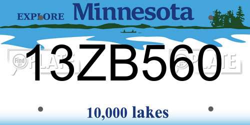 13ZB560 Minnesota License Plate