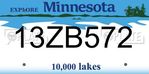 13ZB572 Minnesota License Plate