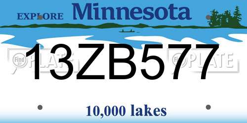 13ZB577 Minnesota License Plate