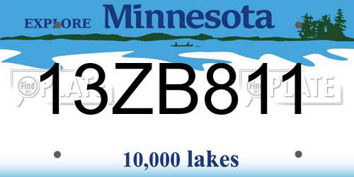 13ZB811 Minnesota License Plate