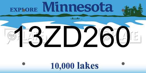 13ZD260 Minnesota License Plate