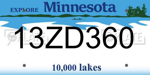 13ZD360 Minnesota License Plate