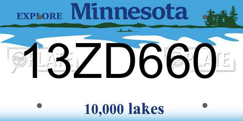 13ZD660 Minnesota License Plate