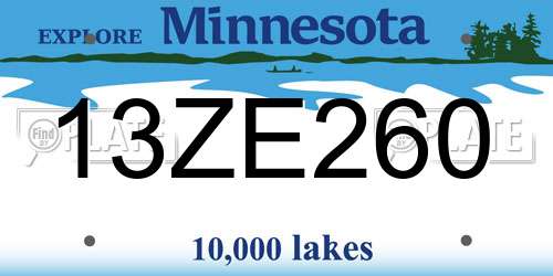 13ZE260 Minnesota License Plate