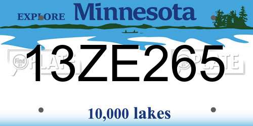 13ZE265 Minnesota License Plate