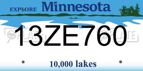13ZE760 Minnesota License Plate