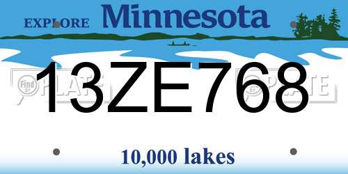 13ZE768 Minnesota License Plate