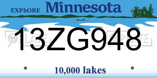 13ZG948 Minnesota License Plate