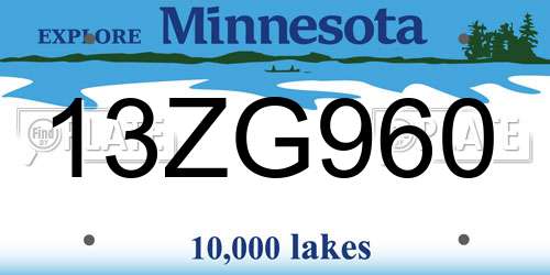13ZG960 Minnesota License Plate