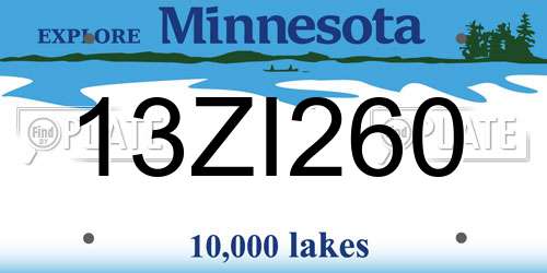 13ZI260 Minnesota License Plate
