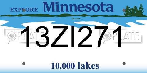 13ZI271 Minnesota License Plate