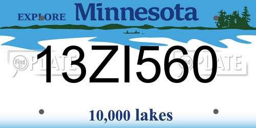 13ZI560 Minnesota License Plate