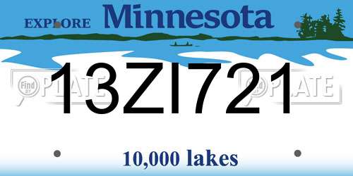 13ZI721 Minnesota License Plate