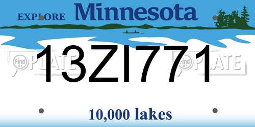 13ZI771 Minnesota License Plate