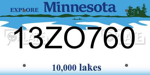 13ZO760 Minnesota License Plate