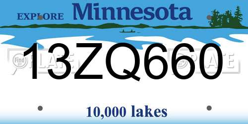 13ZQ660 Minnesota License Plate