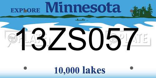 13ZS057 Minnesota License Plate