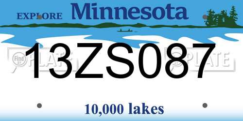 13ZS087 Minnesota License Plate