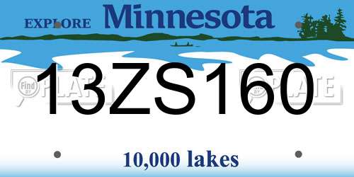 13ZS160 Minnesota License Plate