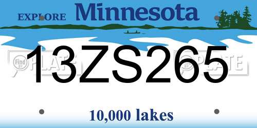 13ZS265 Minnesota License Plate