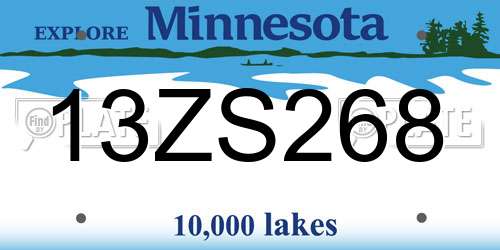 13ZS268 Minnesota License Plate