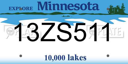 13ZS511 Minnesota License Plate