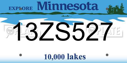 13ZS527 Minnesota License Plate