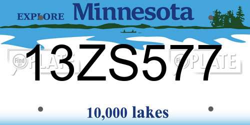 13ZS577 Minnesota License Plate