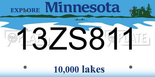 13ZS811 Minnesota License Plate
