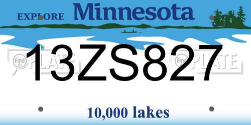 13ZS827 Minnesota License Plate