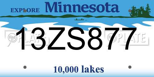 13ZS877 Minnesota License Plate